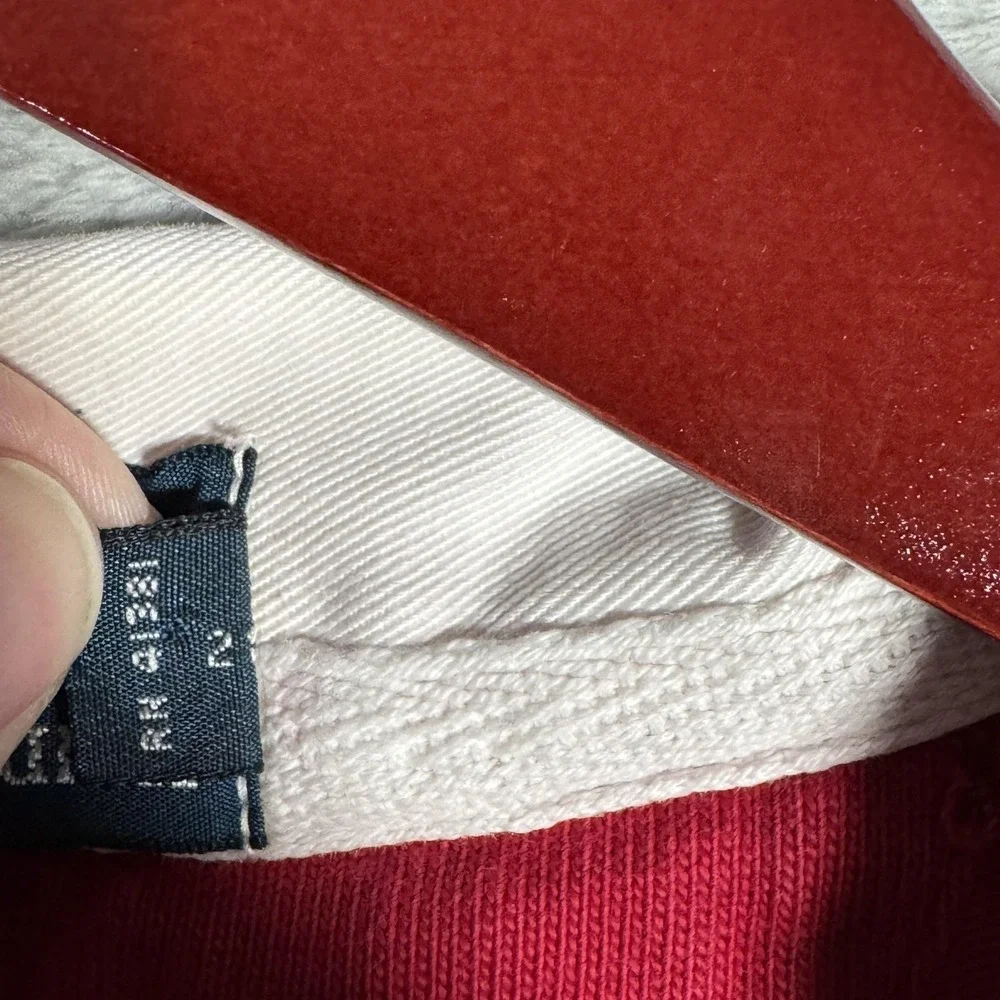 Polo Ralph Lauren Rugby Shirt Mens XL Red Elbow Patch Long Sleeve White Collar - Picture 6 of 10